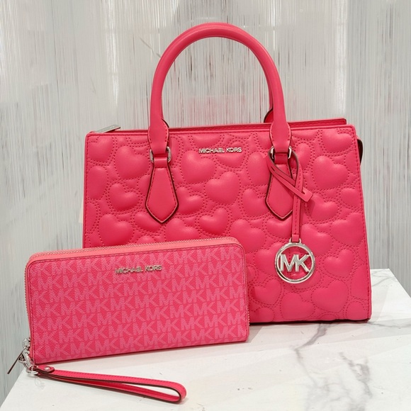 Michael Kors Handbags - New set michael kors Sheila Medium Heart Embroidered Satchel and Wristlet